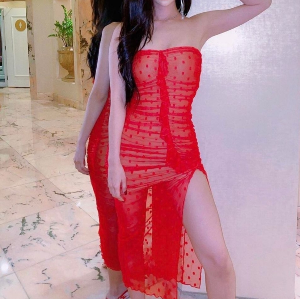 MAJORELLE Brady Dress in Red Polka dot